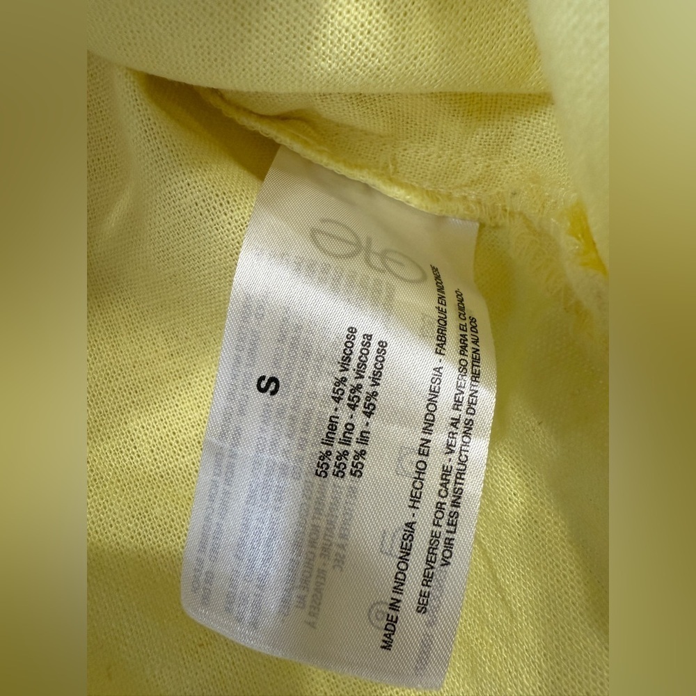 Anne Klein Linen Blend Button Front Blouse Yellow Size S EUC - Picture 3 of 4
